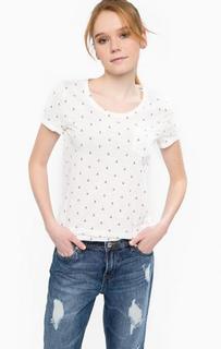 Белая футболка из хлопка с карманом Tom Tailor Denim