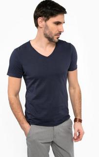 Синяя футболка с треугольным вырезом S.Oliver