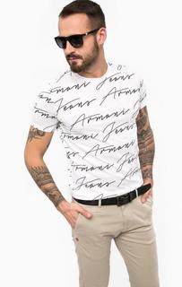 Белая футболка с контрастным принтом Armani Jeans