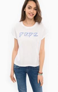 Белая футболка с принтом Pepe Jeans