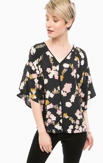 Черная блуза оверсайз с цветочным принтом Mavi