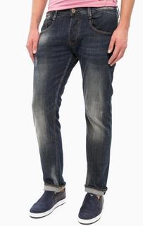 Зауженные джинсы с потертостями и заломами Guess