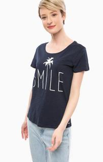 Синяя футболка из хлопка с принтом Tom Tailor Denim