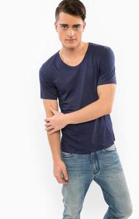 Футболка синего цвета с круглым вырезом Drykorn