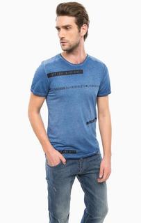 Синяя хлопковая футболка Guess