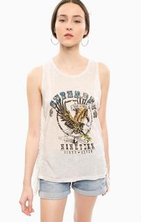 Серый топ с ярким принтом Superdry