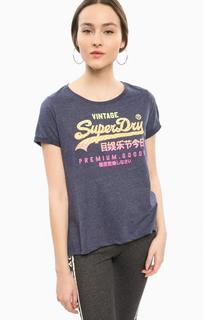 Синяя футболка с ярким принтом Superdry