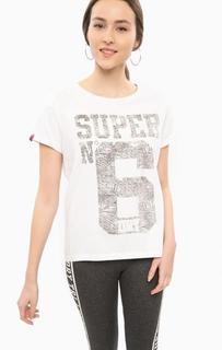 Белая хлопковая футболка с короткими рукавами Superdry