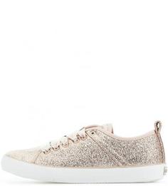 Золотистые кеды с дополнительными шнурками Guess