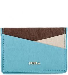 Голубая визитница с четырьмя кармашками Furla