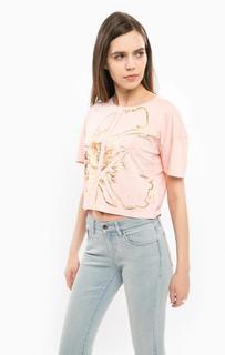 Хлопковая футболка розового цвета Calvin Klein Jeans