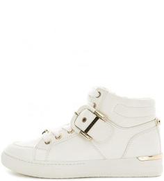 Белые кеды с декоративными ремешками Aldo