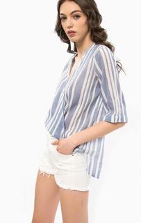 Синяя блуза из хлопка в полоску Guess