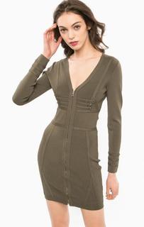 Короткое платье из вискозы цвета хаки Marciano Guess