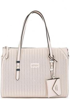 Сумка на молнии с декоративной перфорацией Guess