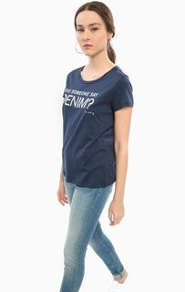 Синяя футболка с принтом Mustang
