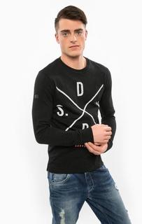 Черная хлопковая футболка с длинными рукавами Superdry