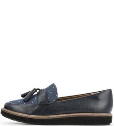 Кожаные лоферы с текстильными вставками Clarks