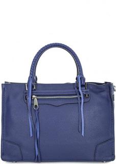 Синяя сумка с короткими ручками и дополнительным плечевым ремнем Rebecca Minkoff