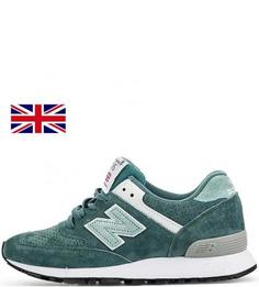 Зеленые кроссовки из натуральной замши New Balance