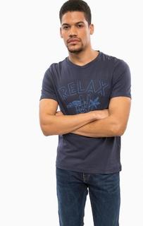 Синяя футболка с круглым вырезом Mustang