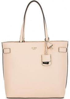 Бежевая сумка с одним отделом на молнии Guess