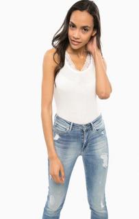 Белая майка с кружевной вставкой Guess