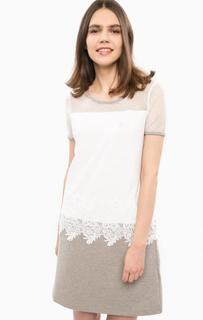 Платье с сетчатой кокеткой и кружевом Liu Jo Sport