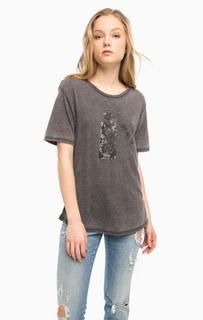 Серая футболка с принтом Replay