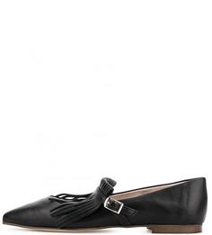Черные туфли на низком каблуке с бахромой Tosca BLU