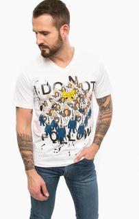 Хлопковая футболка с треугольным вырезом Trussardi Jeans