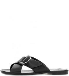 Черные кожаные сланцы с пряжками Vagabond