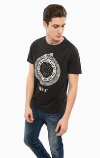 Черная футболка с круглым вырезом Replay