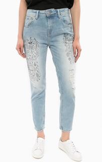 Рваные джинсы бойфренд с принтом Pepe Jeans