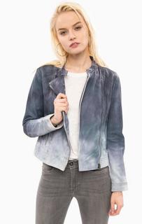 Синяя кожаная куртка Pepe Jeans