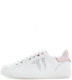 Кеды белого цвета из натуральной кожи Trussardi Jeans