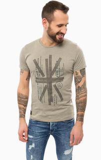Футболка цвета хаки с принтом Pepe Jeans