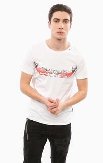 Белая хлопковая футболка с круглым вырезом Replay