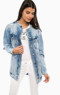 Удлиненная рваная куртка из денима Guess