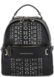Черный рюкзак с декоративной перфорацией Trussardi Jeans