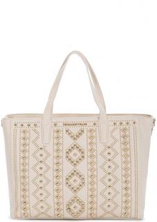 Бежевая сумка с металлическим декором Trussardi Jeans