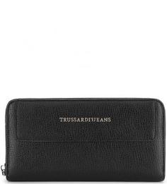 Черный кошелек с четырьмя отделами для купюр Trussardi Jeans