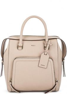 Бежевая сумка из натуральной кожи Dkny