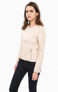 Розовая кожаная куртка с косой молнией Liu Jo