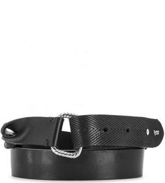 Кожаный ремень с серебристой пряжкой Gas