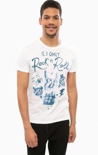 Белая хлопковая футболка с принтом Happiness