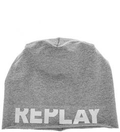 Хлопковая шапка с логотипом бренда Replay
