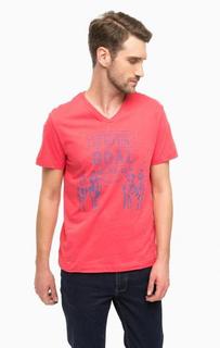 Футболка цвета фуксии с треугольным вырезом U.S. Polo Assn.