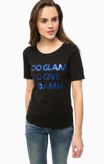 Черная хлопковая футболка с принтом Only