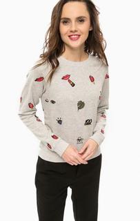 Серый свитшот с нашивками Only